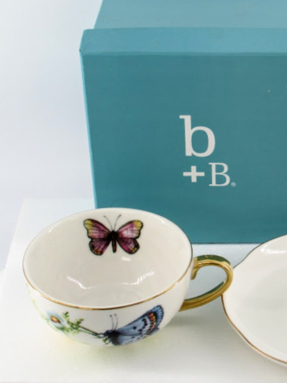 Burton + Burton Wings of Grace Gold Trimmed Coffee/ Tea Cup With Saucer Set NIB